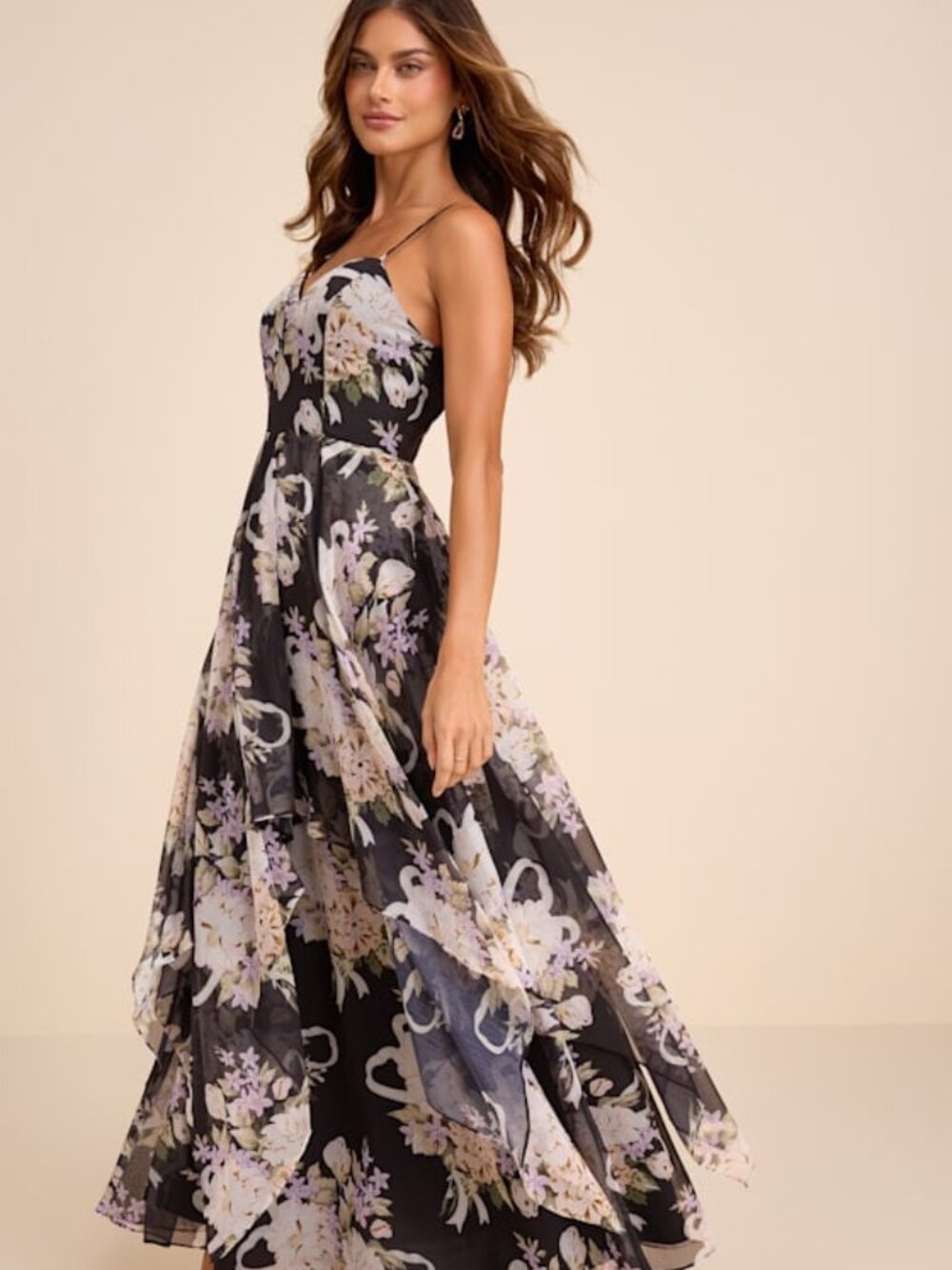 Lulus Breigh Black Floral Sleeveless Maxi Dress - Size M